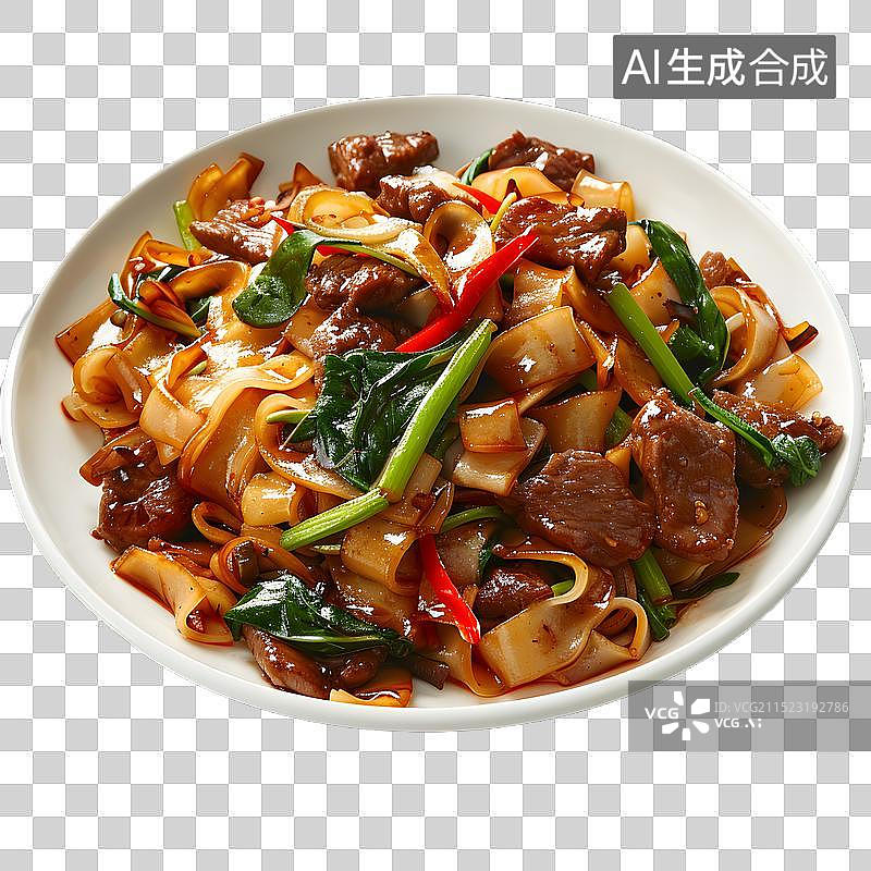 【AI数字艺术】免抠|牛肉炒河粉图片素材