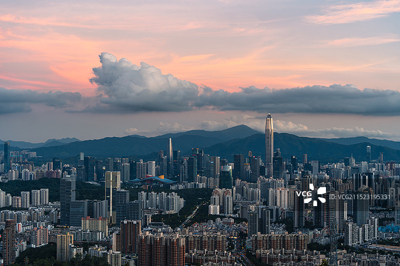 深圳福田市民中心CBD天际线图片素材