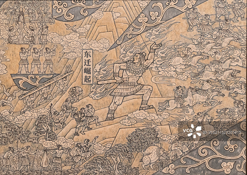 甘肃省清水县统一广场壁画，轩辕黄帝统一华夏图图片素材