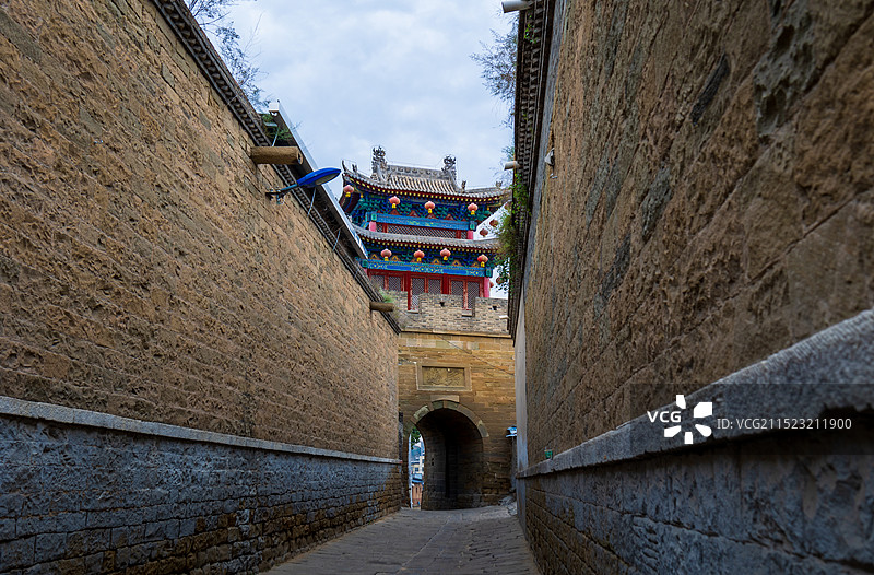 陕西榆林米脂古城城墙和城楼图片素材