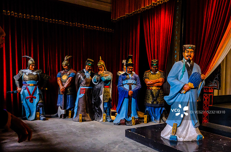 中国重庆奉节县白帝城，白帝城景区，白帝城，白帝庙，明良殿，观星台，武侯祠，归来三峡演出图片素材