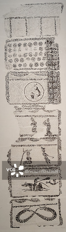 河南登封，汉代建筑装饰图案，拓片，启母阙图片素材