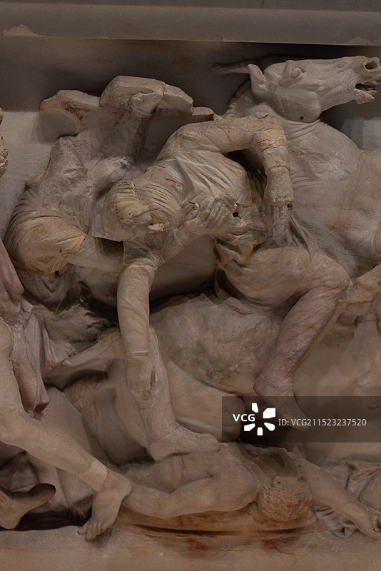 亚历山大大帝石棺-石棺展厅-土耳其伊斯坦布尔考古博物馆馆藏文物图片素材