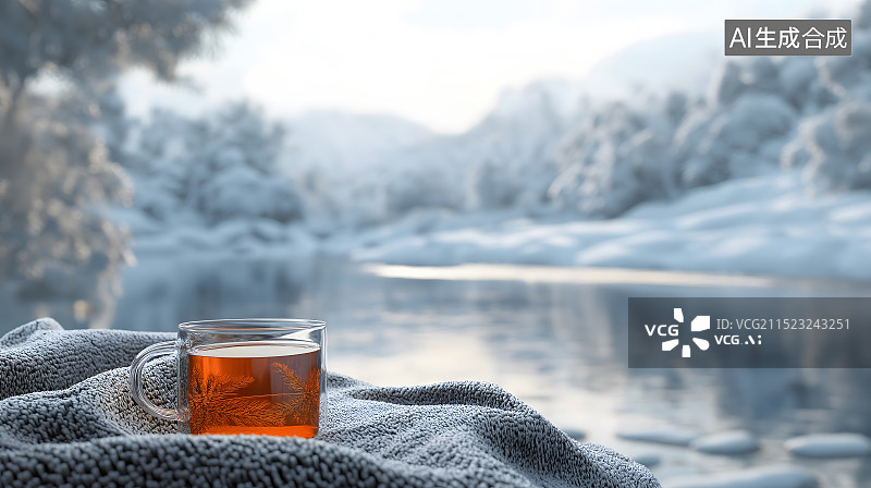 【AI数字艺术】冬天 立冬 大雪 小雪 冬至 一杯热茶 毛毯 风景 寒冷 窗户图片素材
