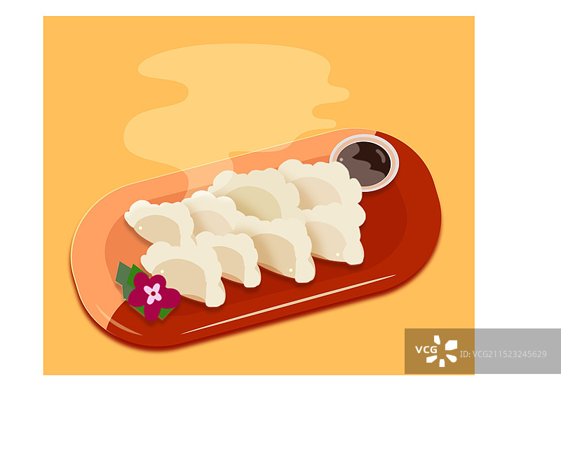 一盘美味的饺子图片素材