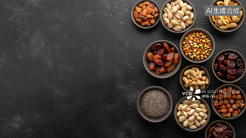 【AI数字艺术】盘子里的话梅和坚果小零食图片素材