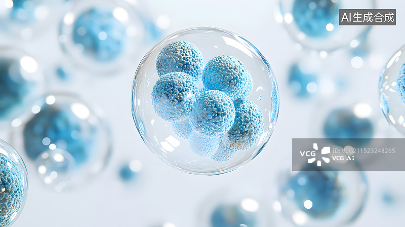 【AI数字艺术】细胞分子结构图，生物科学研究概念场景图片素材