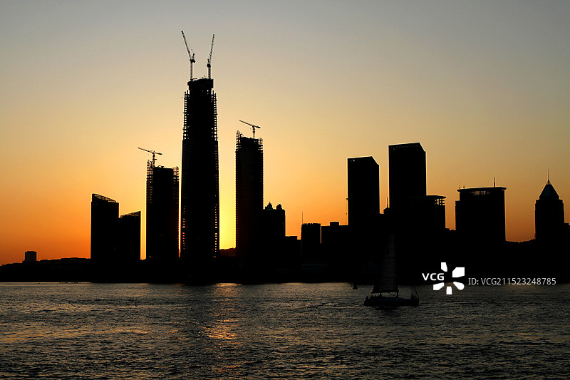 夕阳西下的青岛图片素材