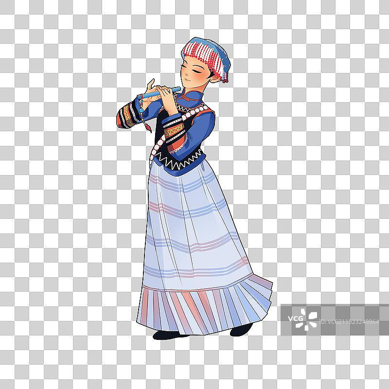 扁平风格五十六个民族傈僳族人物插画图片素材