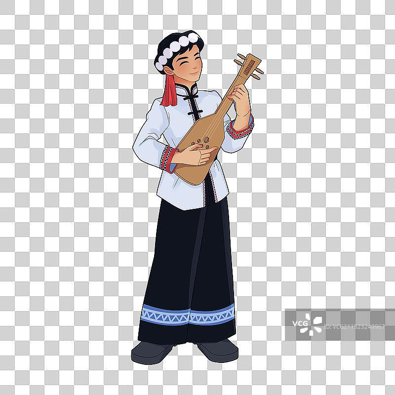 扁平风格五十六个民族傈僳族人物插画图片素材