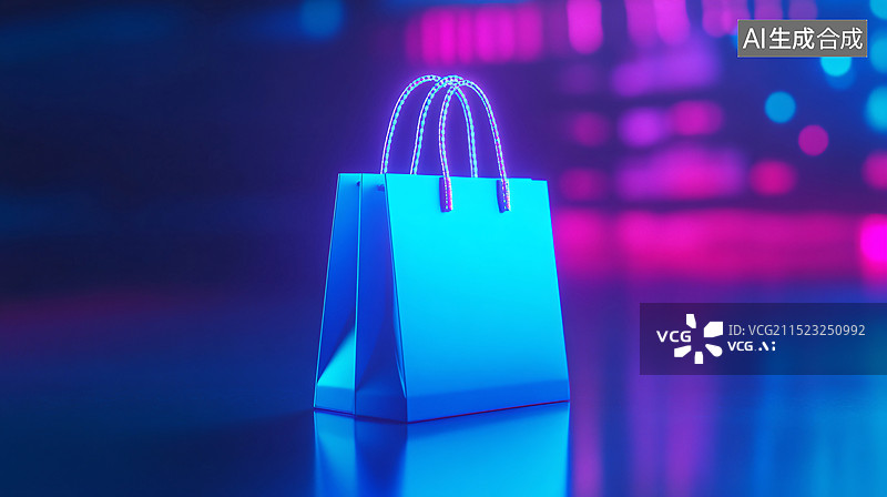 【AI数字艺术】电商购物袋双十一双十二促销背景图片素材