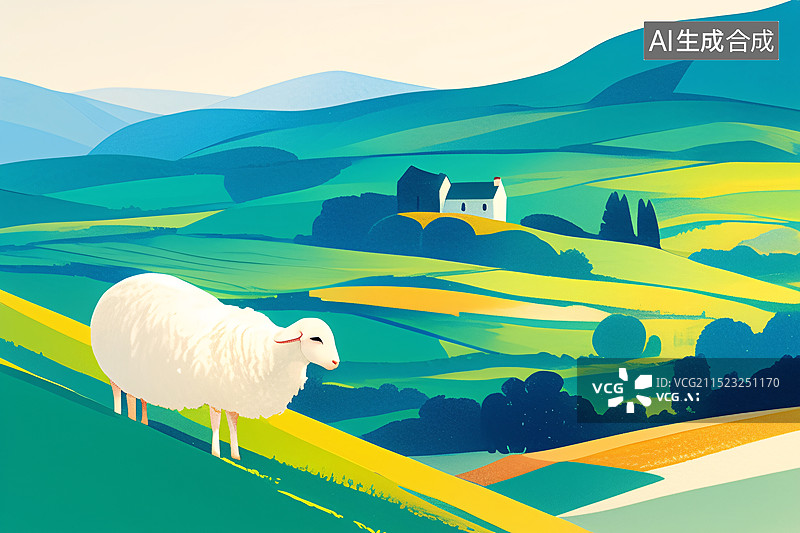 【AI数字艺术】乡村振兴农村田园风光插画图片素材