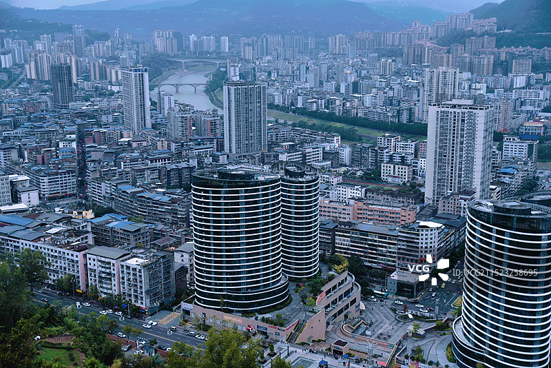 四川巴中市巴州区市容俯瞰图片素材