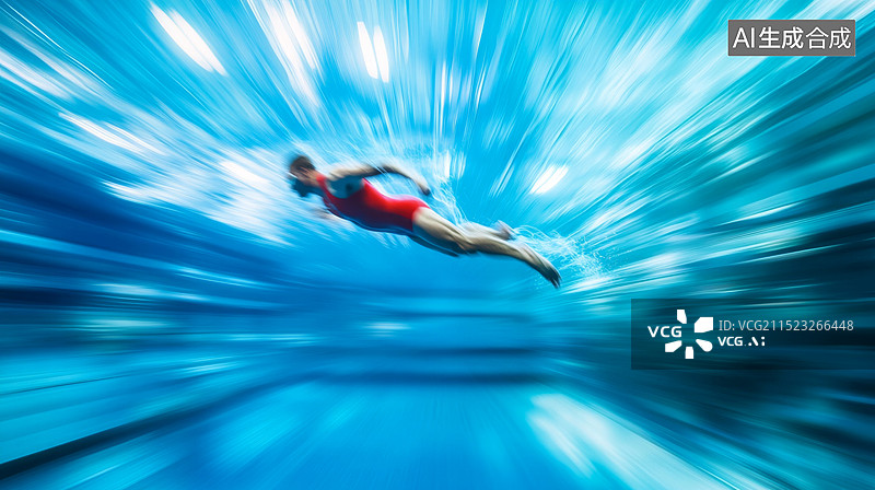 【AI数字艺术】水下拍摄潜水运动员图片素材