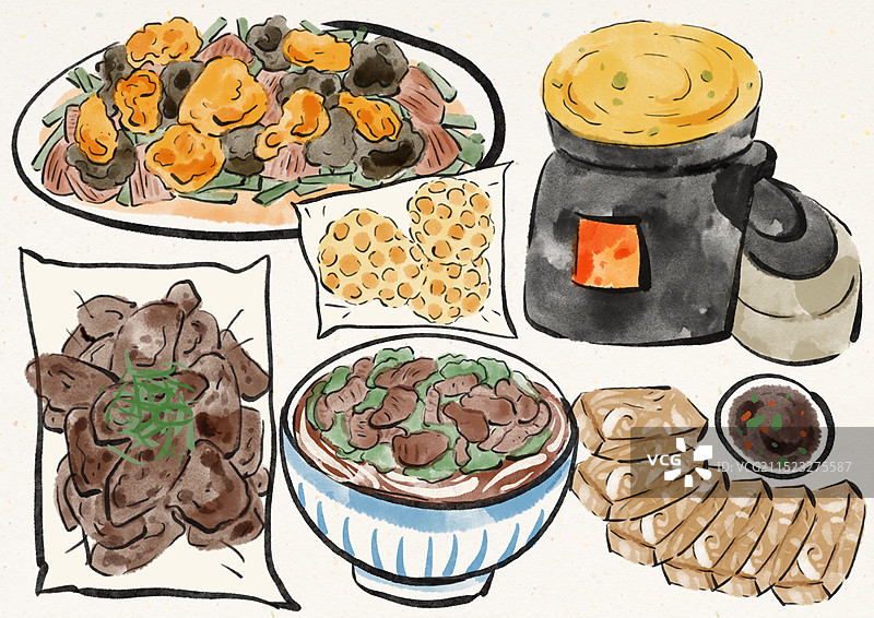 国潮风晋城美食插画图片素材
