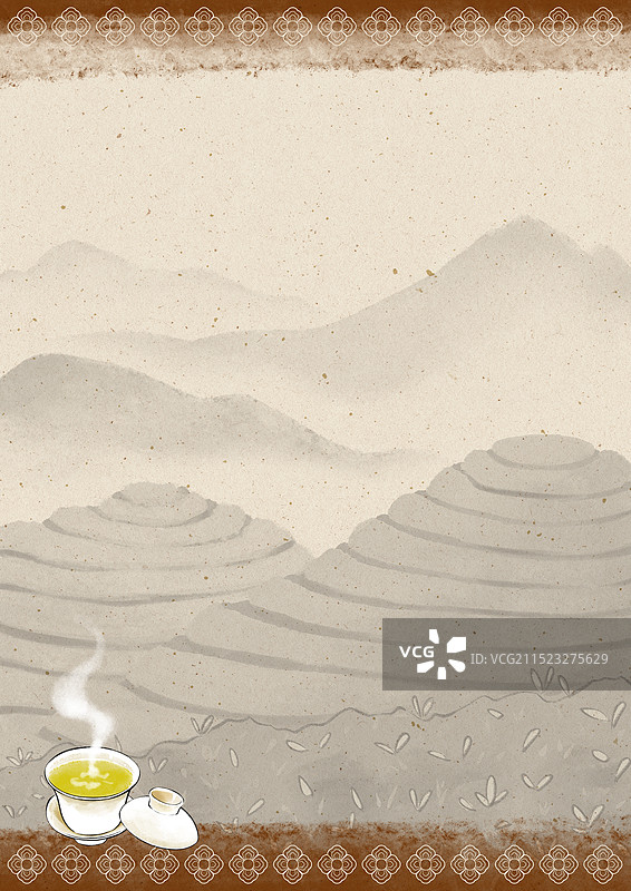 新中式国潮风茶文化茶业茶道PPT背景素材图片素材