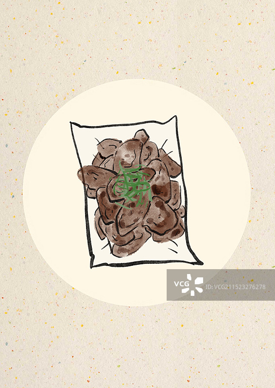 国潮风晋城美食插画-炸猪肝图片素材
