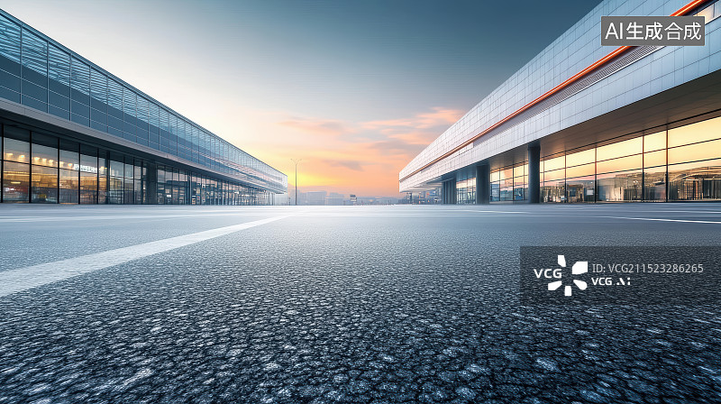 【AI数字艺术】现代城市风光道路平台图片素材