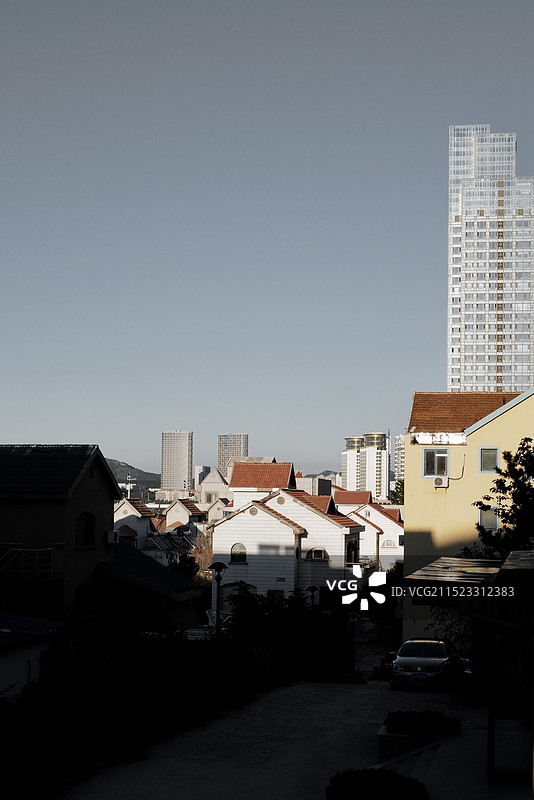 山东威海火炬八街附近城市建筑及风光图片素材