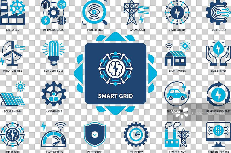 智能电网实体图标集图片素材