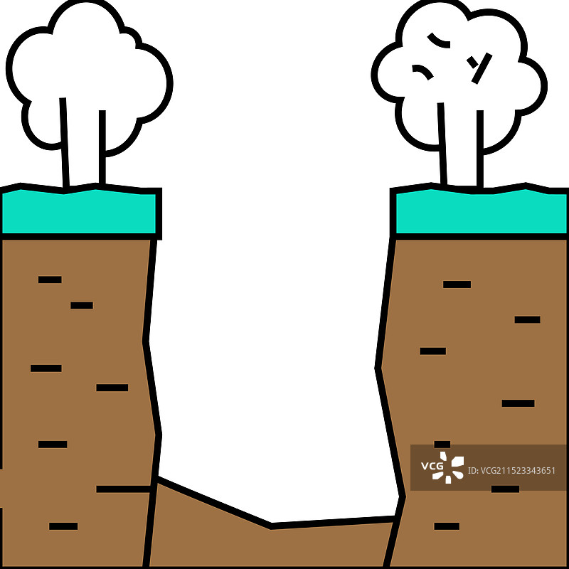 喀斯特天坑灾害彩色图标图片素材