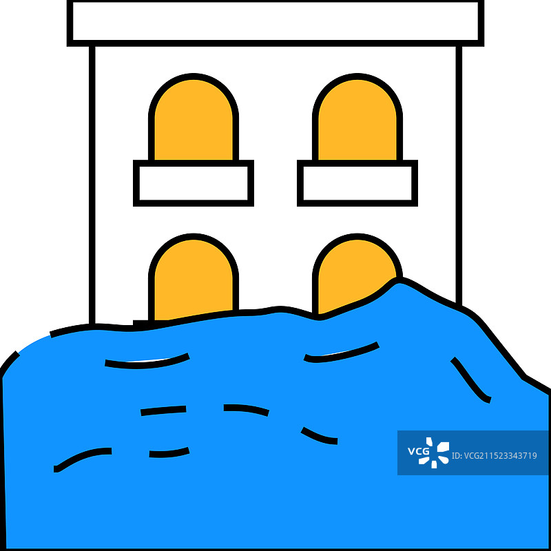 强降雨灾害彩色图标图片素材