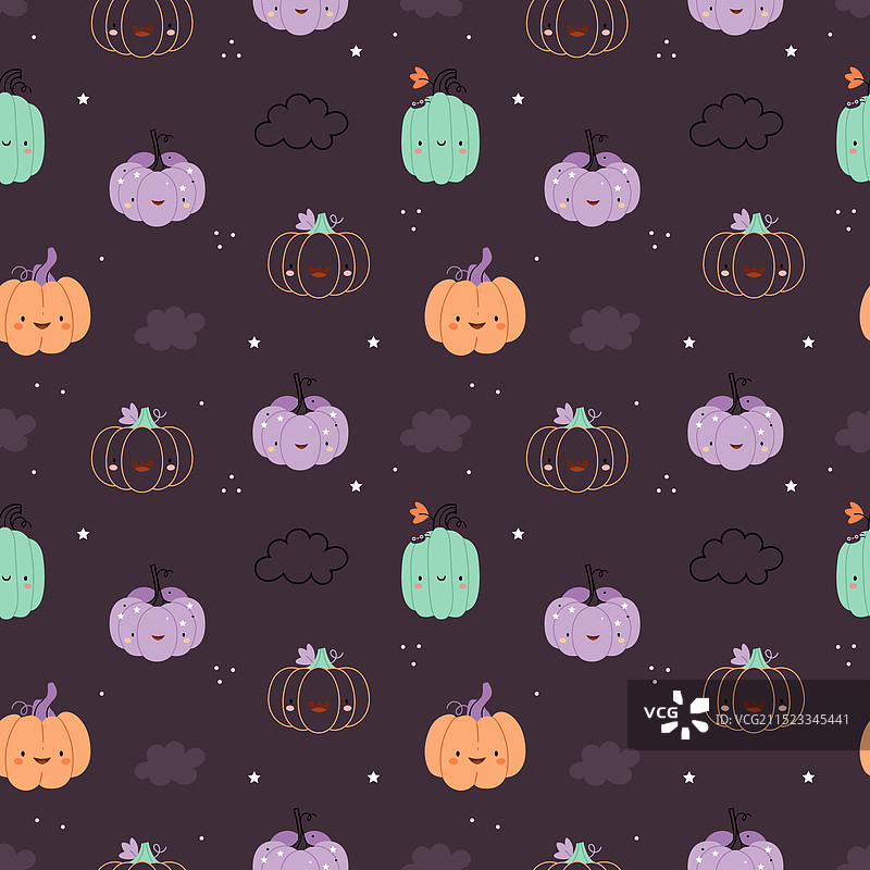万圣节无缝图案：有趣的南瓜图片素材