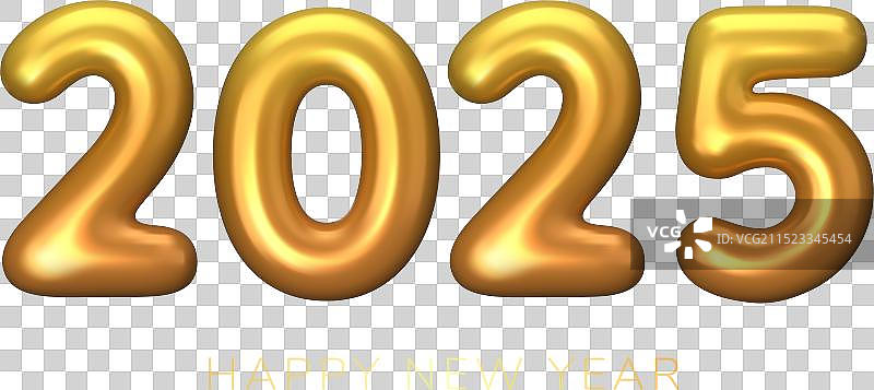 2025年新年金色数字贺卡图片素材
