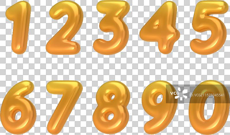 3D拟真风格：金色数字字体图片素材