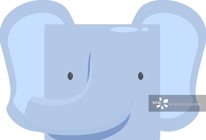 可爱的蓝色方块大象向前微笑图片素材