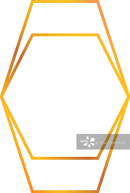 形成空白副本的金色双重六边形框架图片素材