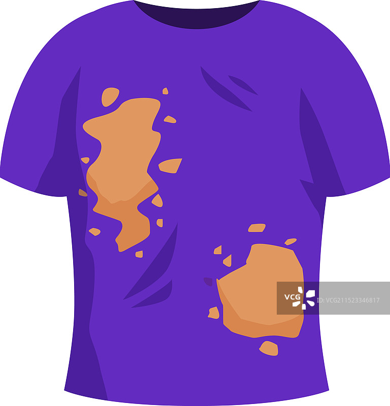 带有污渍和破洞的紫色T恤图片素材