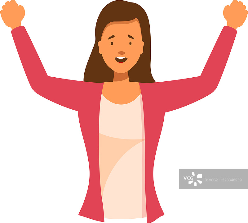 快乐的年轻女人举起双臂图片素材