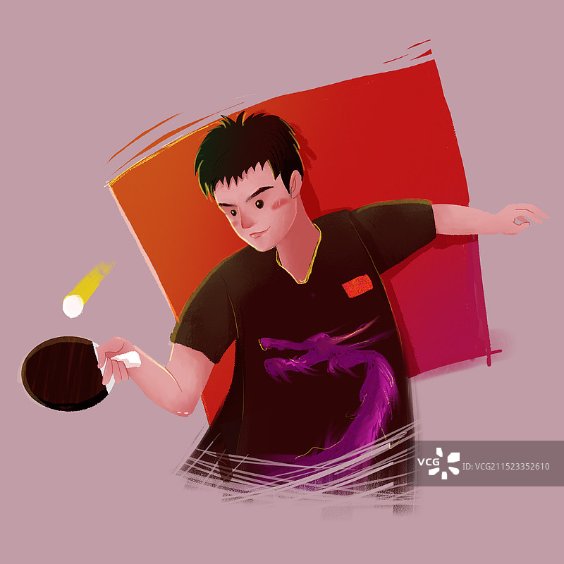 国旗下打乒乓球的男孩图片素材