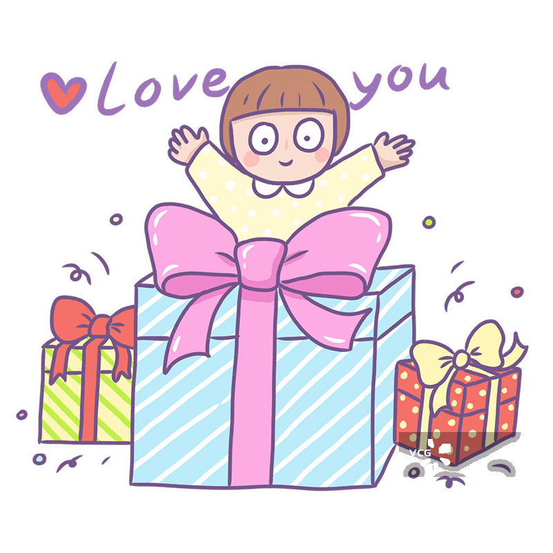 手绘女孩和节日礼物插画图片素材