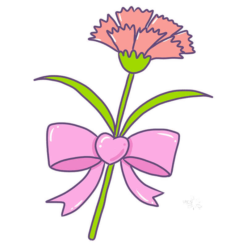 手绘一支康乃馨花插画动图图片素材