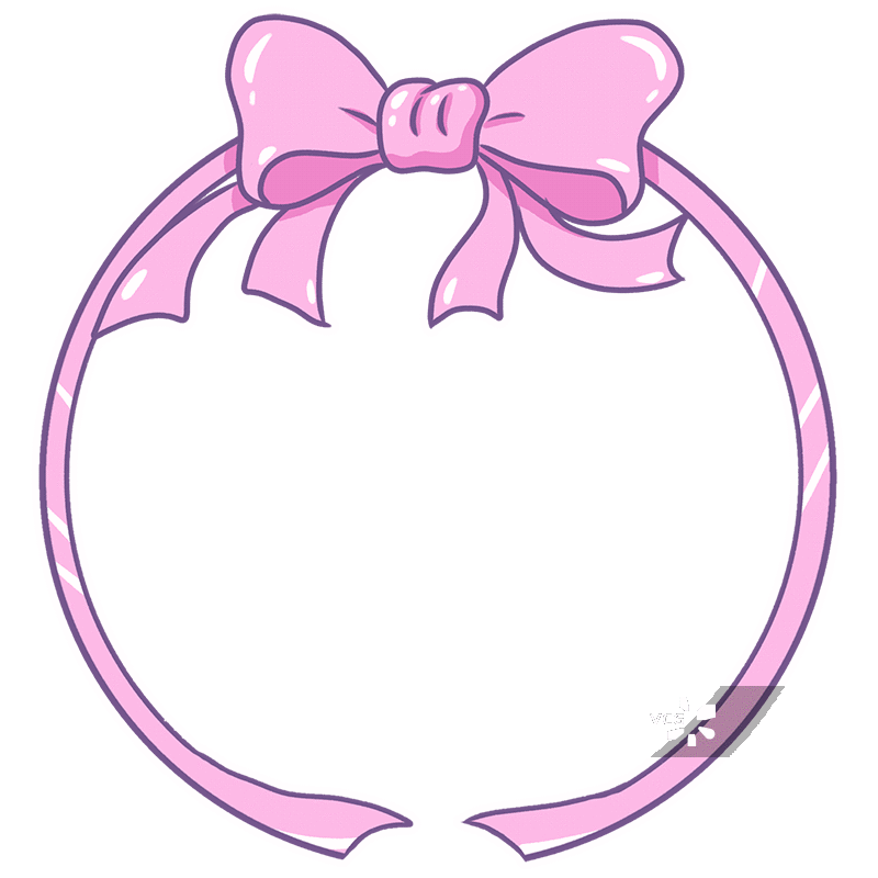 手绘插画蝴蝶结圆形边框图片素材