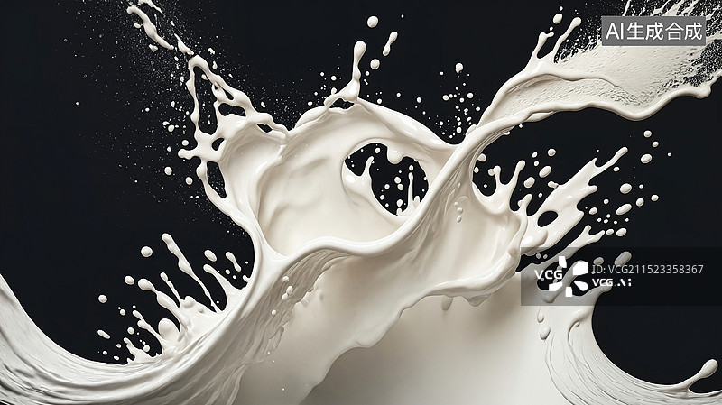 【AI数字艺术】牛奶飞溅图片素材