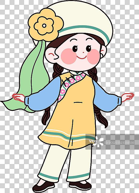 五十六个民族可爱卡通人物-保安族图片素材