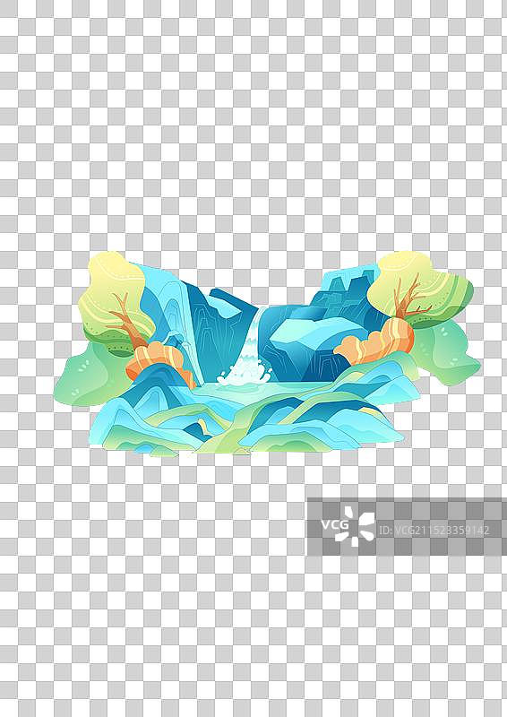 崂山太清路线风景矢量元素龙潭瀑图片素材