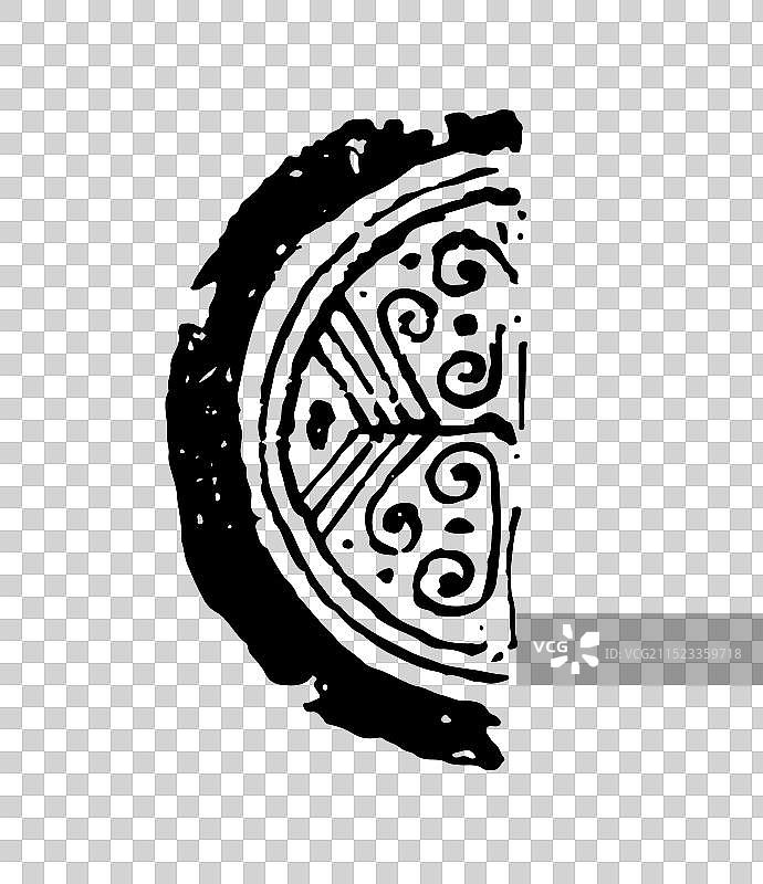 半圆形，瓦当古代图章艺术设计装饰元素图片素材