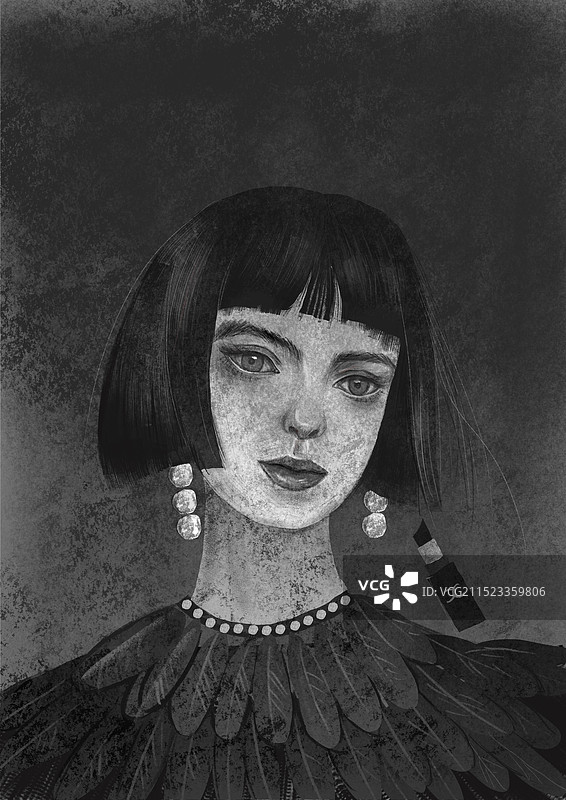 肌理风女孩和宝石图片素材
