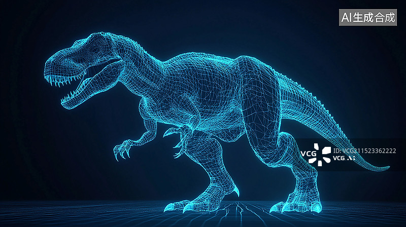 【AI数字艺术】三维线性霸王龙暴龙装饰插画图片素材