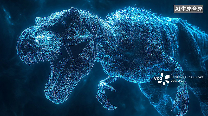 【AI数字艺术】三维线性霸王龙暴龙装饰插画图片素材