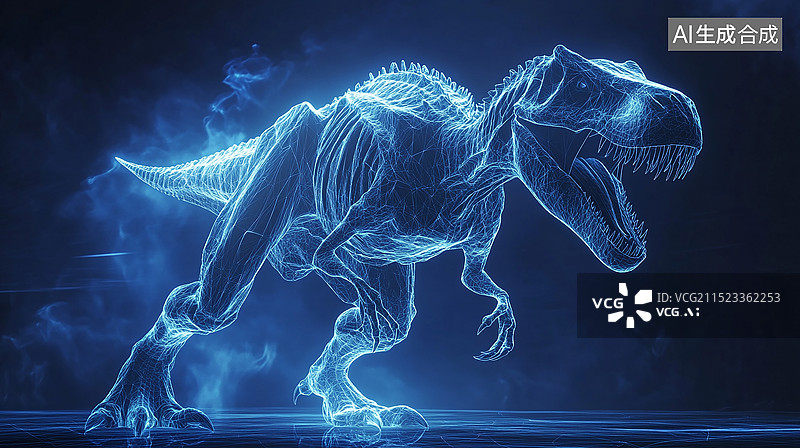 【AI数字艺术】三维线性霸王龙暴龙装饰插画图片素材