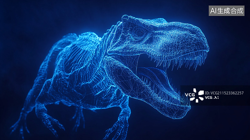 【AI数字艺术】三维线性霸王龙暴龙装饰插画图片素材