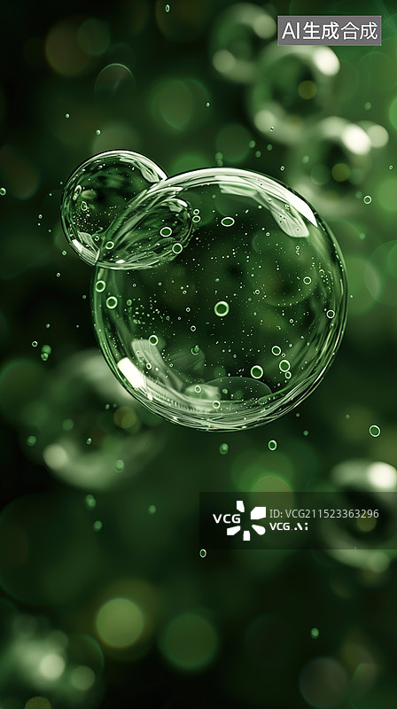 【AI数字艺术】绿色背景泡泡图片素材