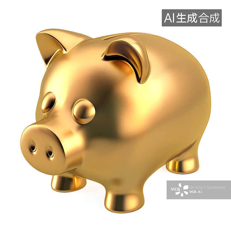 【AI数字艺术】金色的小猪存钱罐图片素材
