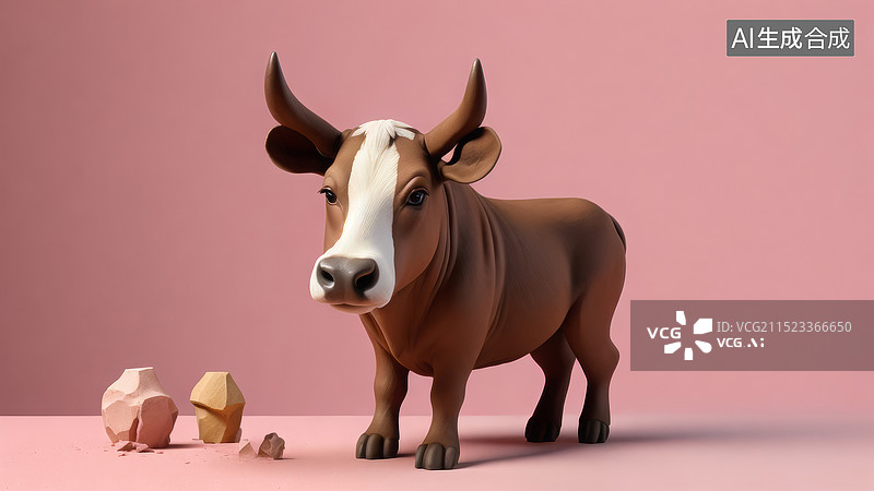 【AI数字艺术】褐色小牛图片素材