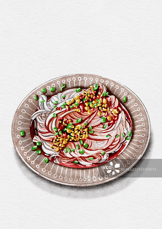 水彩美食插画刮凉粉图片素材